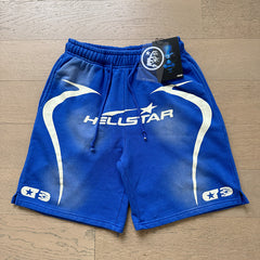 2024 summer new washed and worn casual shorts, flame printed trendy brand Hell Star men's five quarter pants (19)