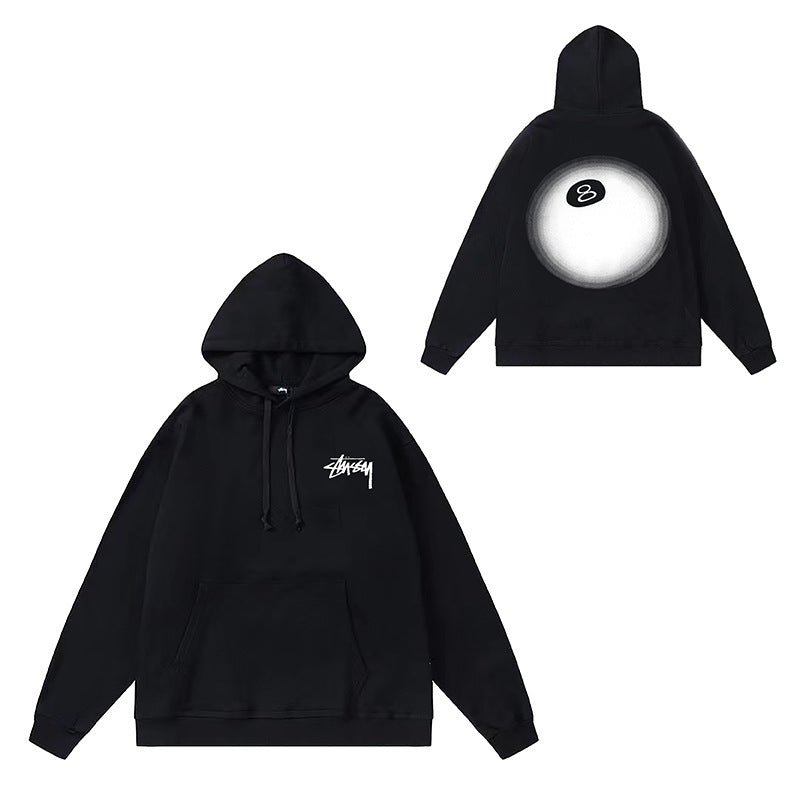 Original label: One piece trendy brand SU Western hoodie hooded autumn and winter new letter dice black eight hat couple outfit (1)