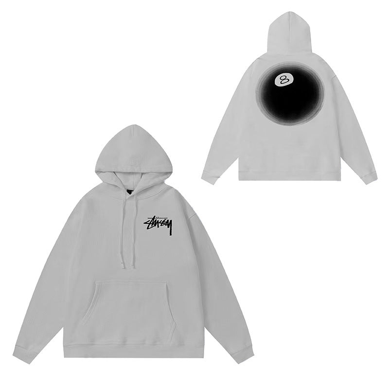 Original label: One piece trendy brand SU Western hoodie hooded autumn and winter new letter dice black eight hat couple outfit (1)