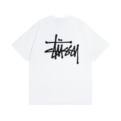 Original 2024 Spring/Summer New Trendy Brand Stu Classic Parade Printed Letter Men's and Women's Same Short Sleeve One Piece Hair Collection (11)