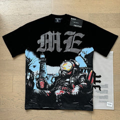 MIXED EMOTION Vintage Rhinestone Deep-Sea Diver Graphic T-Shirt (Black / Blue)
