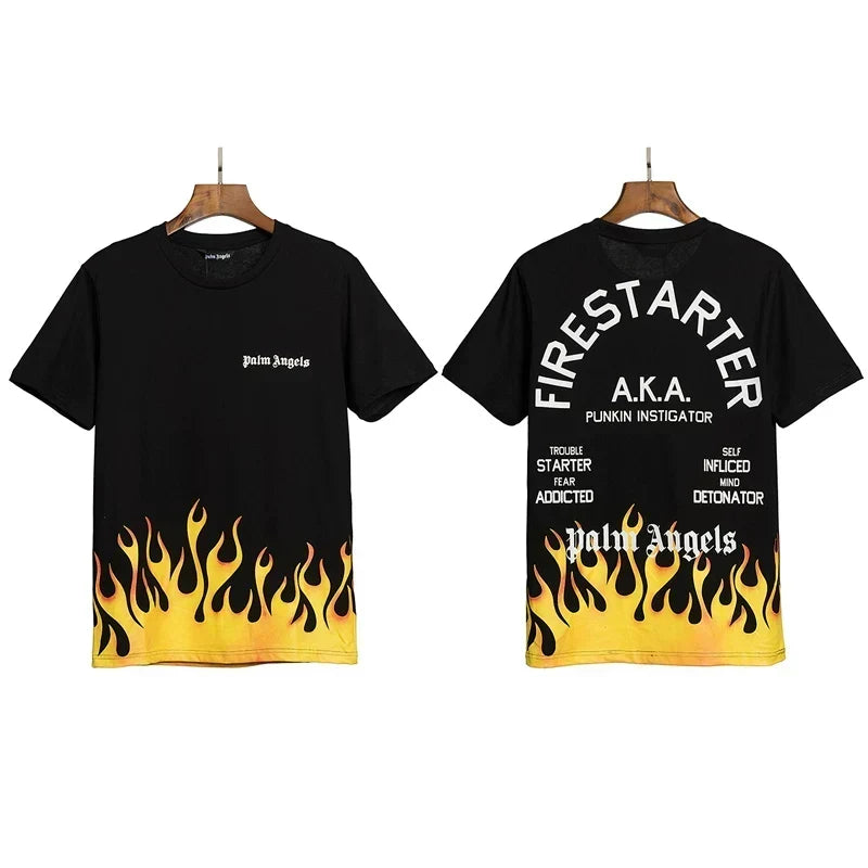 Palm Angels Firestarter Flame Graphic T-Shirt - Black