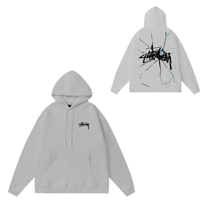 Original label: One piece trendy brand SU Western hoodie hooded autumn and winter new letter dice black eight hat couple outfit (4)