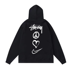 Original autumn and winter new trendy brand Sutu West classic letter print parade hooded sweatshirt jacket (10)