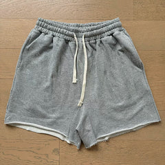 MIXED EMOTION Vintage Rhinestone Lettering Sweatshorts (Heather Grey)