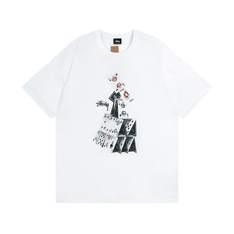Original 2024 Spring/Summer New Trendy Brand Stu Classic Parade Printed Letter Men's and Women's Same Short Sleeve One Piece Hair Collection (15)
