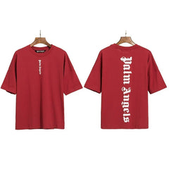 Palm Angels Vertical Gothic Logo T-Shirt - Burgundy