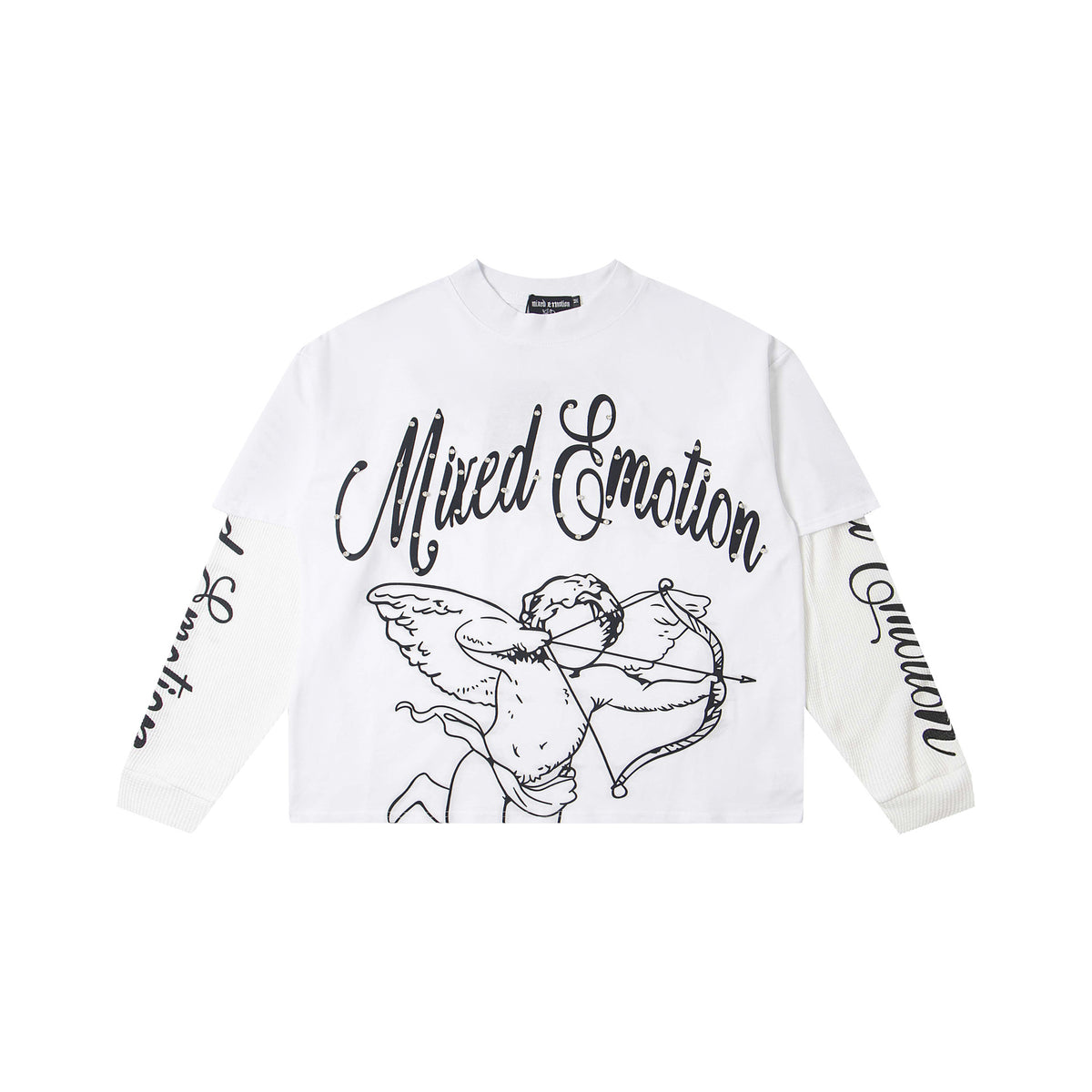MIXED EMOTION Vintage Cupid Layered Long-Sleeve Tee (White)