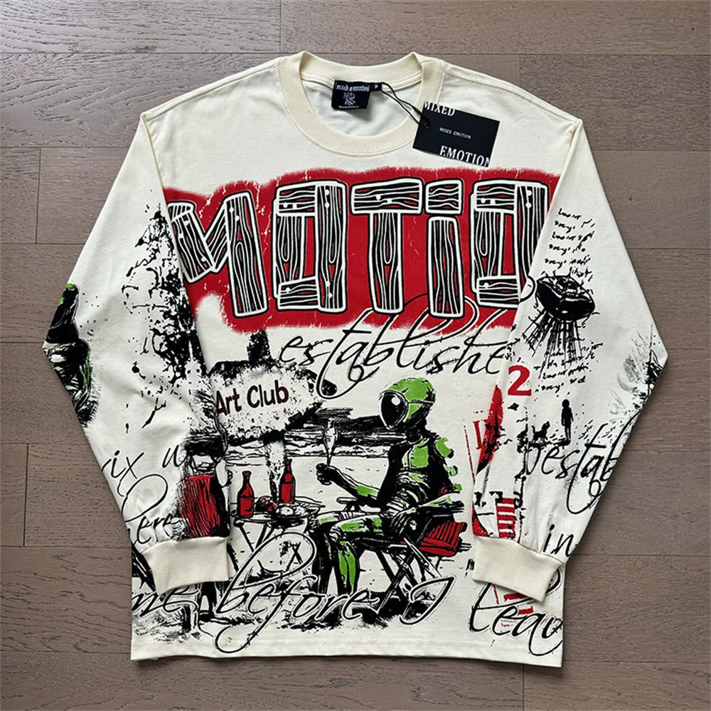 MIXED EMOTION Vintage Apocalyptic Art Club Long-Sleeve T-Shirt