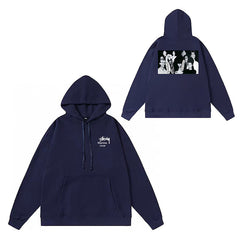 Original label: One piece trendy brand SU Western hoodie hooded autumn and winter new letter dice black eight hat couple outfit (16)