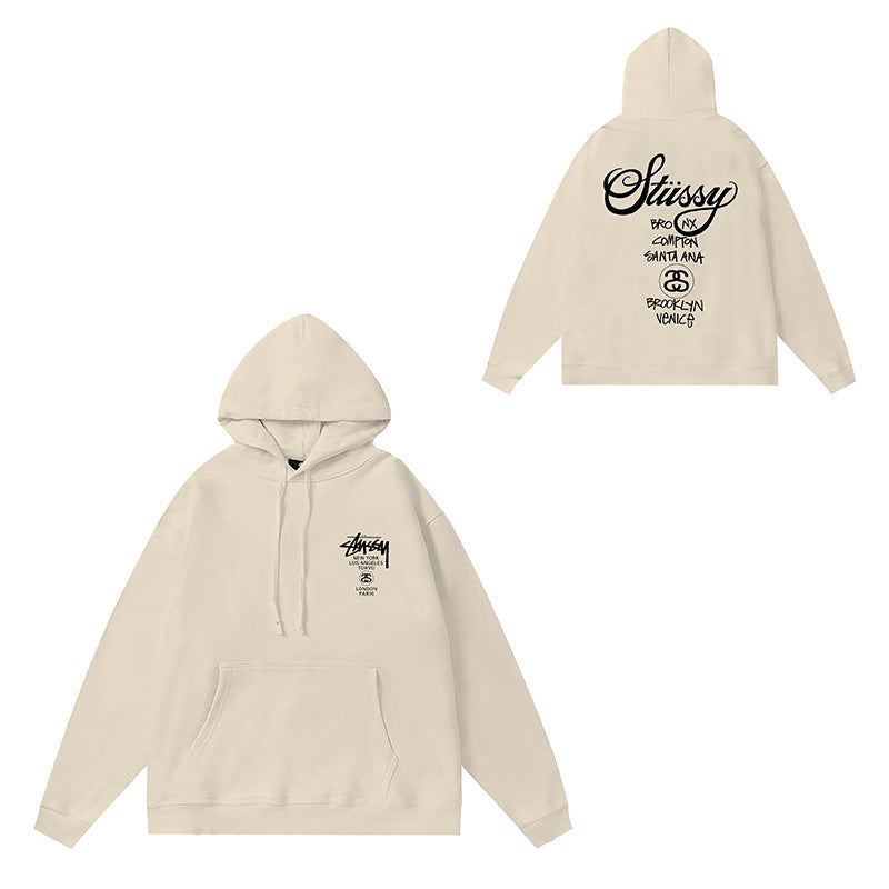 Original label: One piece trendy brand SU Western hoodie hooded autumn and winter new letter dice black eight hat couple outfit (6)