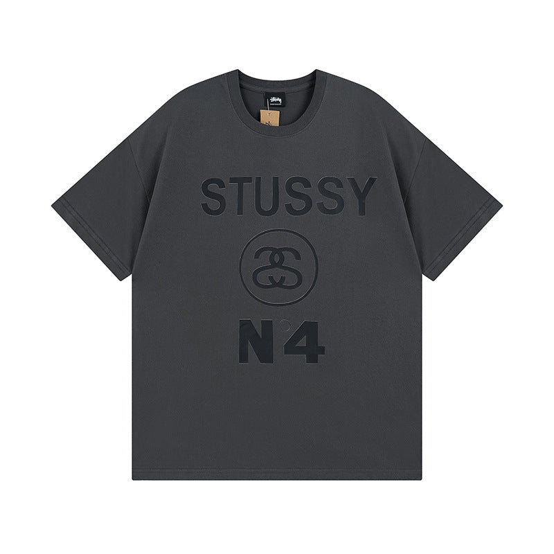 Original 2024 Spring/Summer New Trendy Brand Stu Classic Parade Printed Letter Men's and Women's Same Short Sleeve One Piece Hair Collection (17)