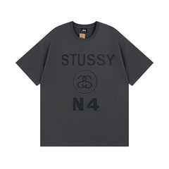 Original 2024 Spring/Summer New Trendy Brand Stu Classic Parade Printed Letter Men's and Women's Same Short Sleeve One Piece Hair Collection (17)