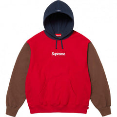 Supreme Box Logo Hooded Sweatshirt - Red / Brown / Navy