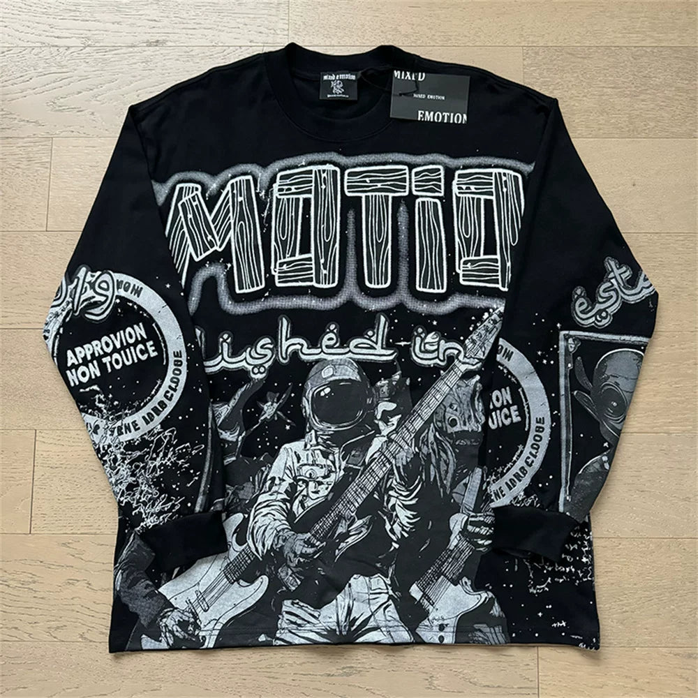 MIXED EMOTION Vintage Apocalyptic Rocker Long-Sleeve T-Shirt