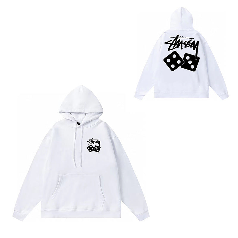 Original label: One piece trendy brand SU Western hoodie hooded autumn and winter new letter dice black eight hat couple outfit (12)