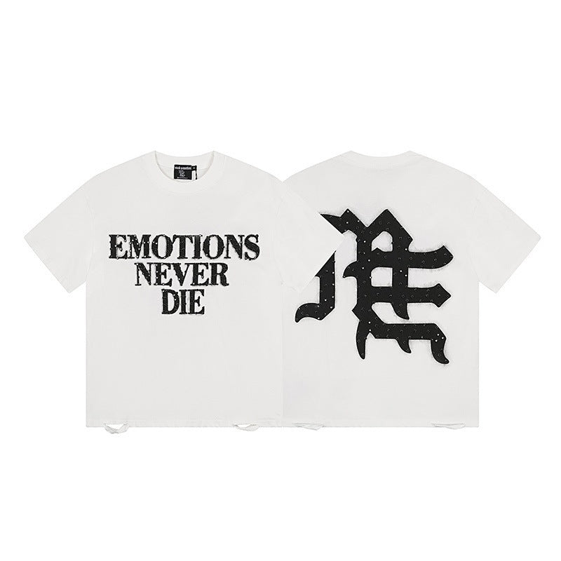 MIXED EMOTION Vintage "Emotions Never Die" Graphic T-Shirt (White)