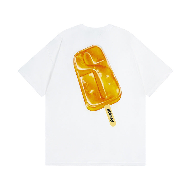 Original 2024 Spring/Summer New Trendy Brand Stu Classic Parade Printed Letter Men's and Women's Same Short Sleeve One Piece Hair Collection (19)