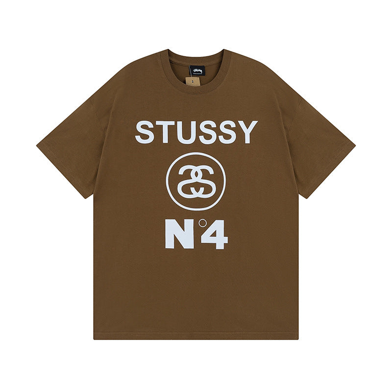 Original 2024 Spring/Summer New Trendy Brand Stu Classic Parade Printed Letter Men's and Women's Same Short Sleeve One Piece Hair Collection (16)