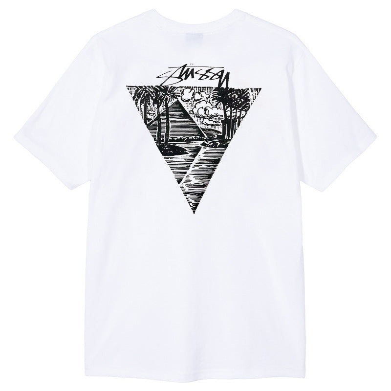 Stusy 2025 New 8 Men's and Women's Short sleeved T-shirt Summer Black and White Men's T-shirt Loose 270g (13)