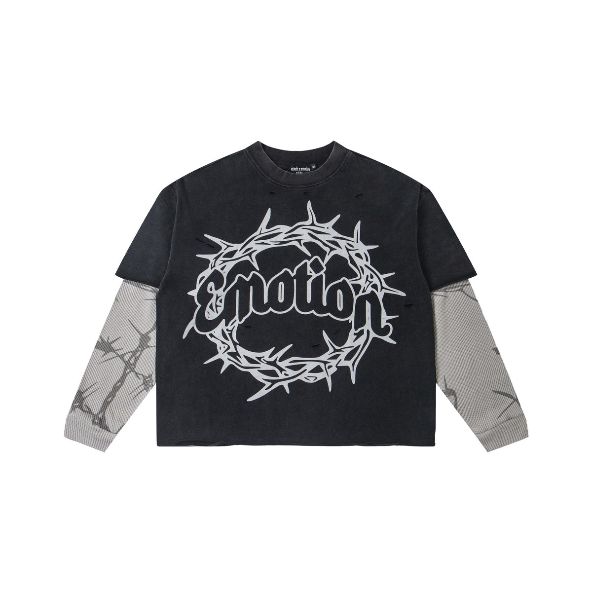 MIXED EMOTION Vintage Barbed Wire Layered Long-Sleeve Tee