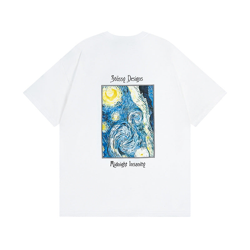 Original 2024 Spring/Summer New Trendy Brand Stu Classic Parade Printed Letter Men's and Women's Same Short Sleeve One Piece Hair Collection (1)