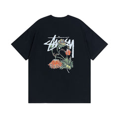 Original 2024 Spring/Summer New Trendy Brand Stu Classic Parade Printed Letter Men's and Women's Same Short Sleeve One Piece Hair Collection (4)