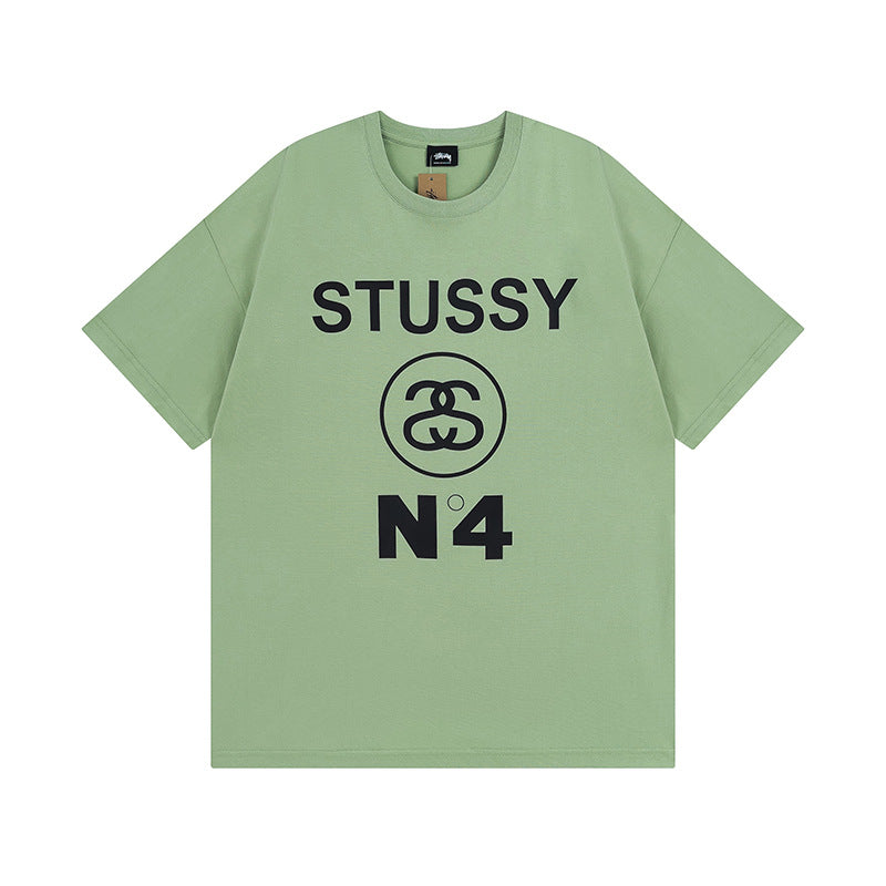 Original 2024 Spring/Summer New Trendy Brand Stu Classic Parade Printed Letter Men's and Women's Same Short Sleeve One Piece Hair Collection (16)