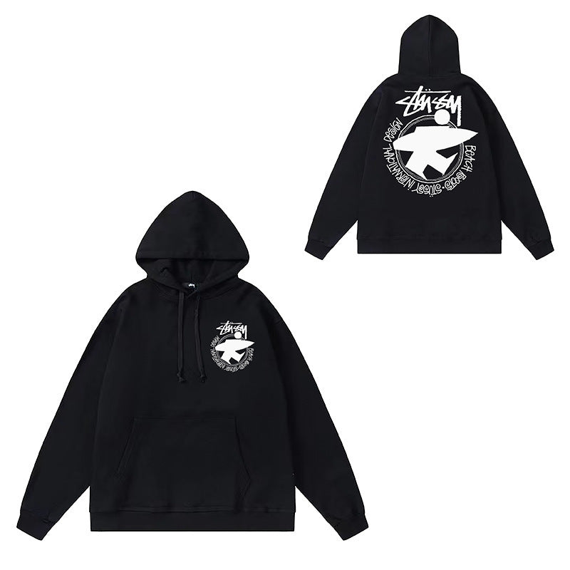Original label: One piece trendy brand SU Western hoodie hooded autumn and winter new letter dice black eight hat couple outfit (11)