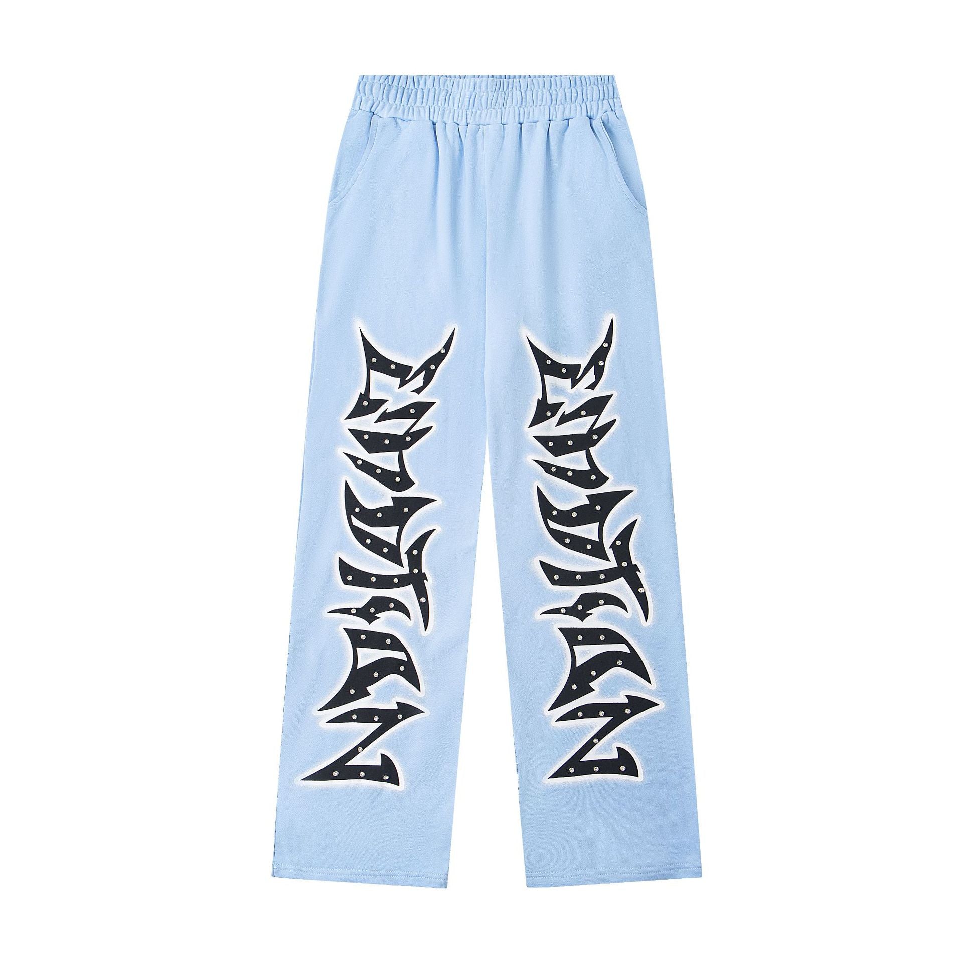 MIXED EMOTION Vintage Graphic Sweatpants (Light Blue)