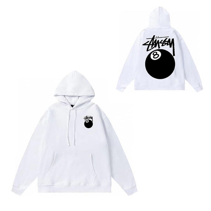 Original label: One piece trendy brand SU Western hoodie hooded autumn and winter new letter dice black eight hat couple outfit (7)