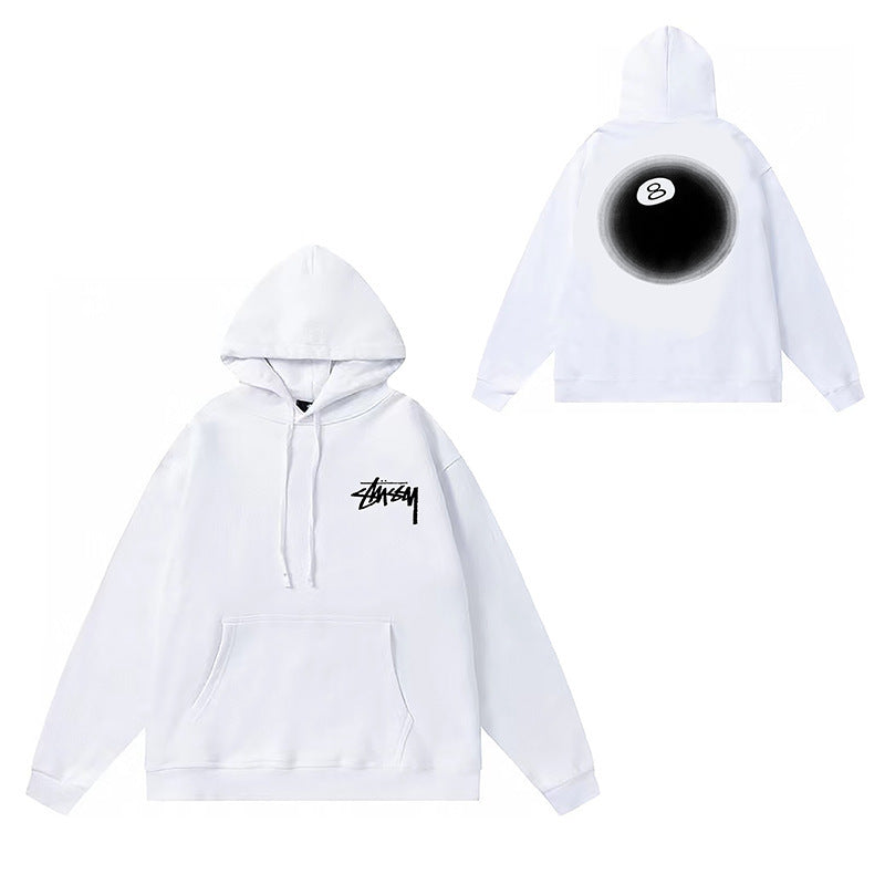 Original label: One piece trendy brand SU Western hoodie hooded autumn and winter new letter dice black eight hat couple outfit (1)