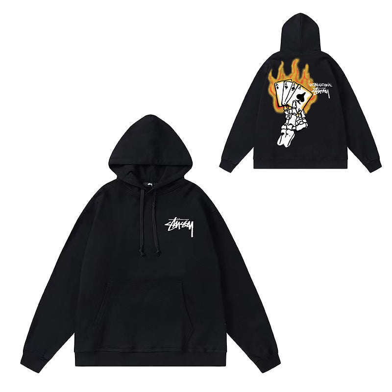 Original label: One piece trendy brand SU Western hoodie hooded autumn and winter new letter dice black eight hat couple outfit (14)