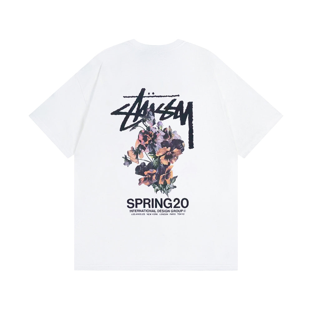 Original 2024 Spring/Summer New Trendy Brand Stu Classic Parade Printed Letter Men's and Women's Same Short Sleeve One Piece Hair Collection (21)