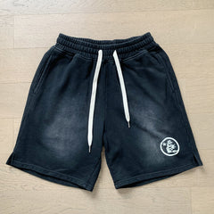 2024 summer new washed and worn casual shorts, flame printed trendy brand Hell Star men's five quarter pants (9)