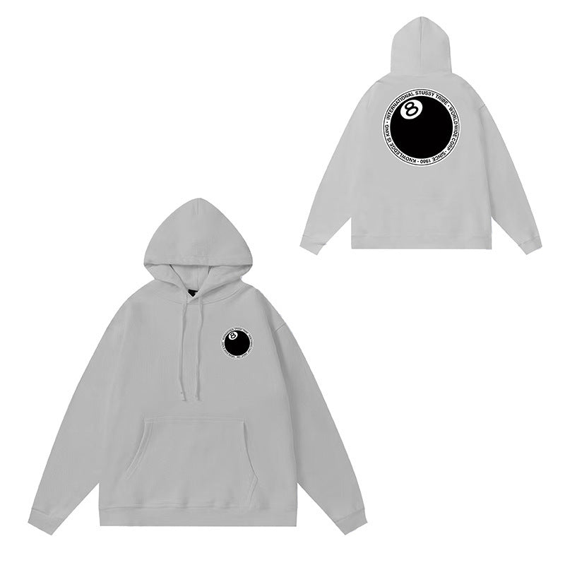 Original label: One piece trendy brand SU Western hoodie hooded autumn and winter new letter dice black eight hat couple outfit (7)