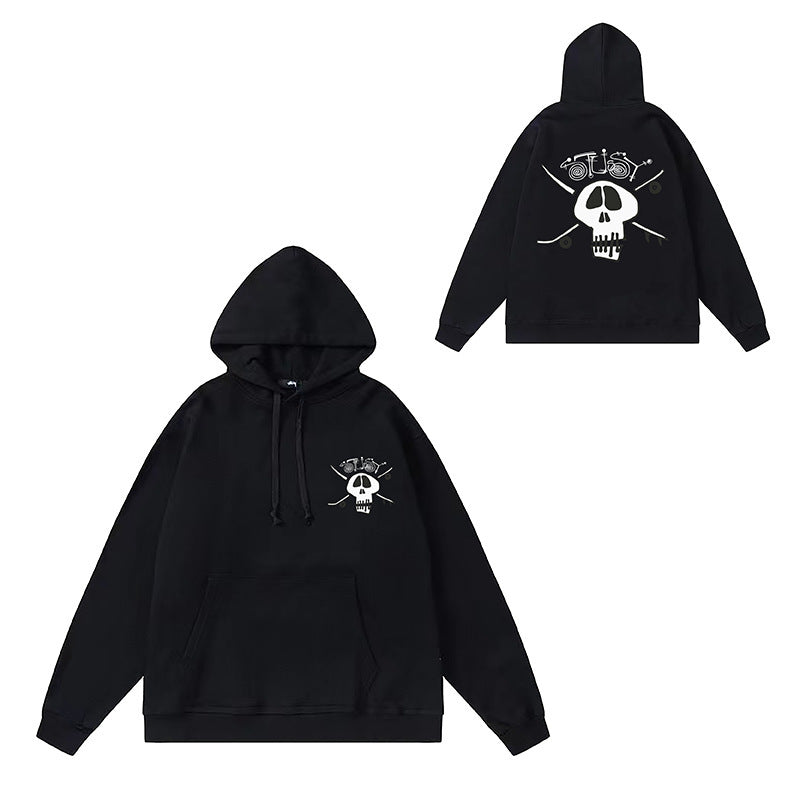 Original label: One piece trendy brand SU Western hoodie hooded autumn and winter new letter dice black eight hat couple outfit (9)