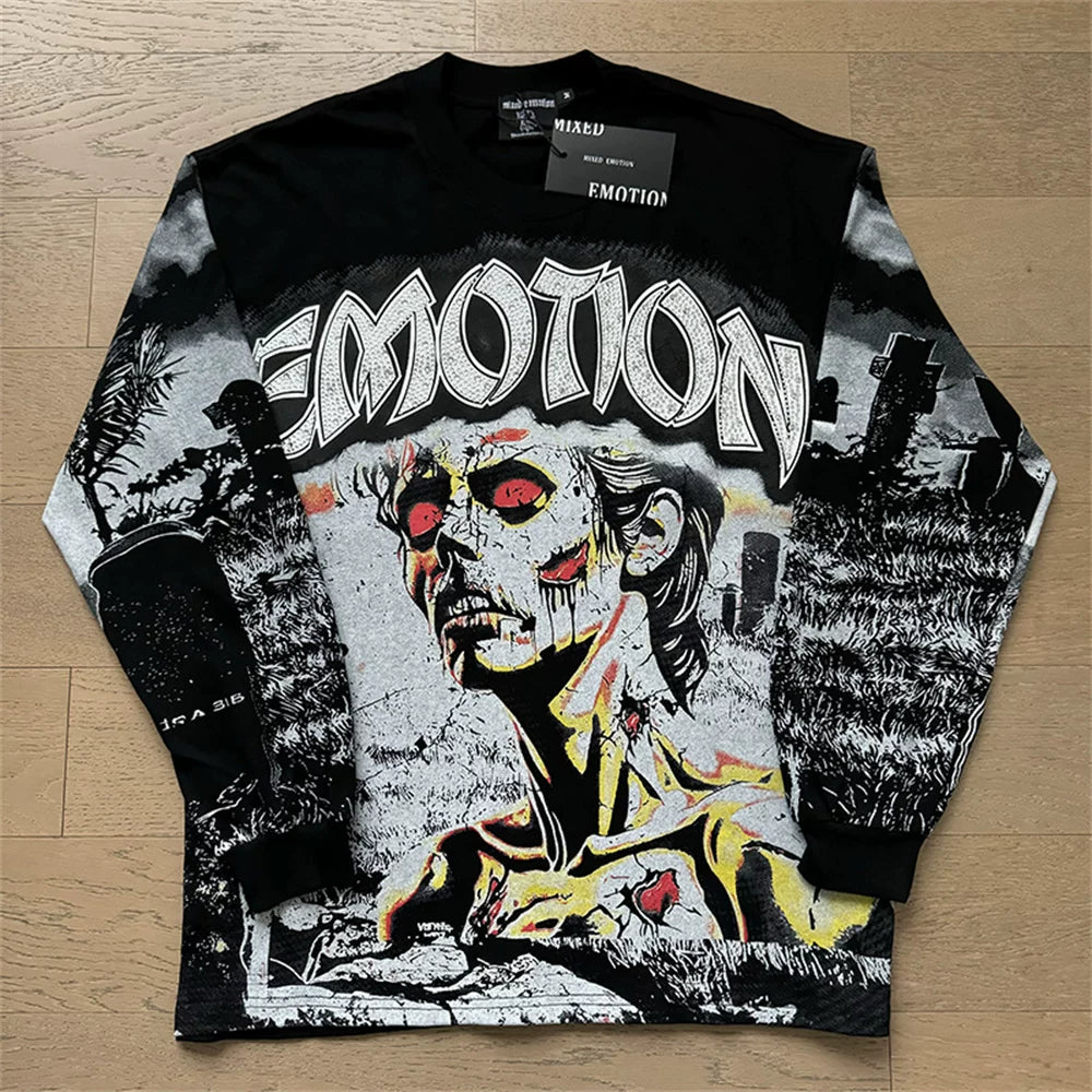 MIXED EMOTION Vintage Apocalyptic Zombie Long-Sleeve T-Shirt