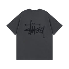 Original 2024 Spring/Summer New Trendy Brand Stu Classic Parade Printed Letter Men's and Women's Same Short Sleeve One Piece Hair Collection (12)