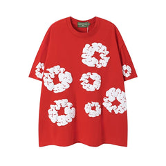 Denim Tears Cotton Wreath Graphic T-Shirt - Red / Oversized Streetwear