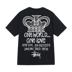 Stusy 2025 New 8 Men's and Women's Short sleeved T-shirt Summer Black and White Men's T-shirt Loose 270g (2)
