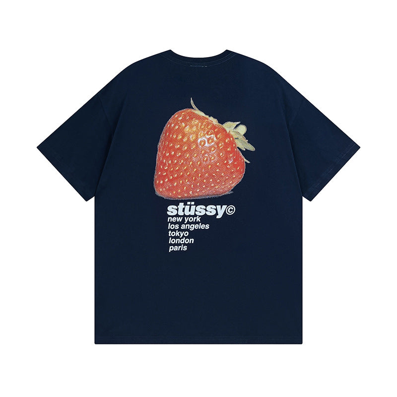 Original 2024 Spring/Summer New Trendy Brand Stu Classic Parade Printed Letter Men's and Women's Same Short Sleeve One Piece Hair Collection (23)