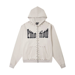 MIXED EMOTION Vintage Grumpy Cartoon Graphic Hoodie (Dark Grey)
