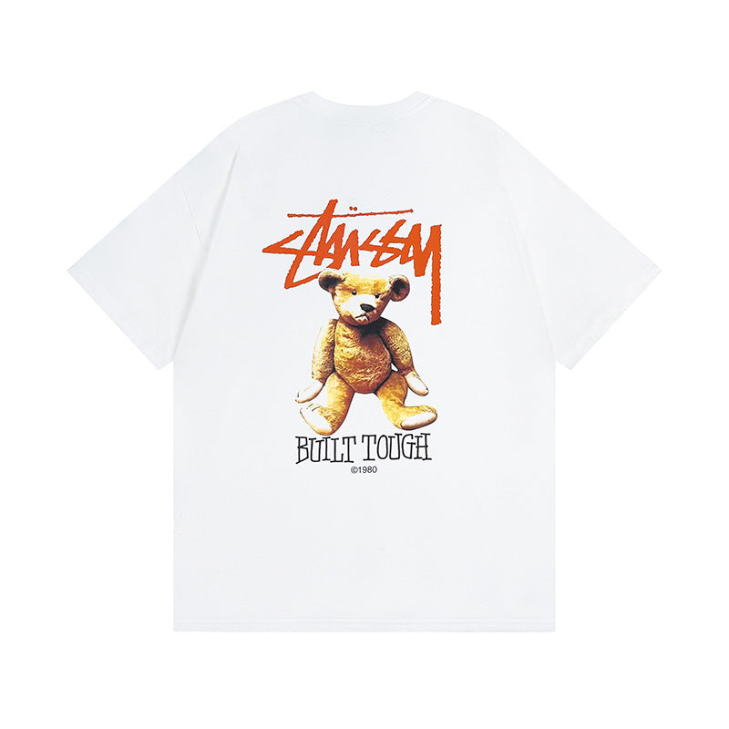 Original 2024 Spring/Summer New Trendy Brand Stu Classic Parade Printed Letter Men's and Women's Same Short Sleeve One Piece Hair Collection (3)