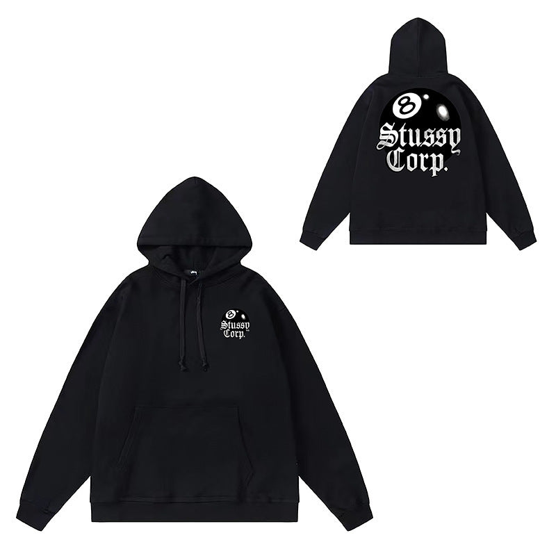 Original label: One piece trendy brand SU Western hoodie hooded autumn and winter new letter dice black eight hat couple outfit (10)