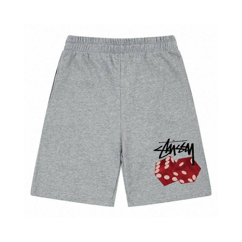 Cross border European and American foreign trade letter printed Stu casual pants skeleton sieve parade men's and women's youth five quarter pants ius (24)