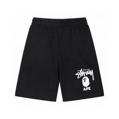 Cross border European and American foreign trade letter printed Stu casual pants skeleton sieve parade men's and women's youth five quarter pants ius (13)