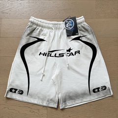 2024 summer new washed and worn casual shorts, flame printed trendy brand Hell Star men's five quarter pants (18)