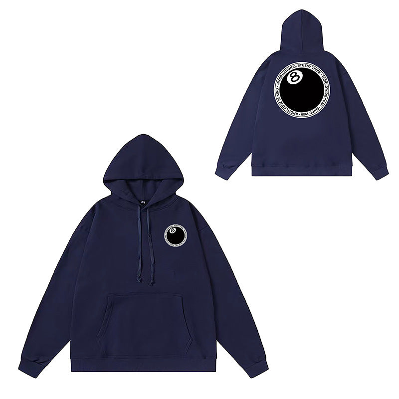 Original label: One piece trendy brand SU Western hoodie hooded autumn and winter new letter dice black eight hat couple outfit (6)