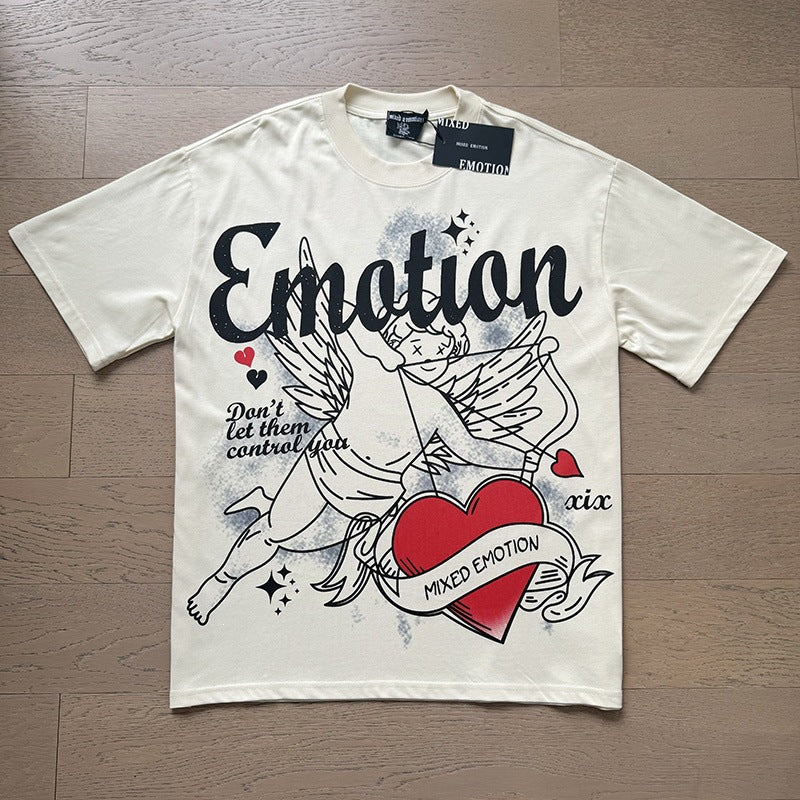 MIXED EMOTION Vintage Graphic "Emotion" Cupid Cherub T-Shirt (Off-White)